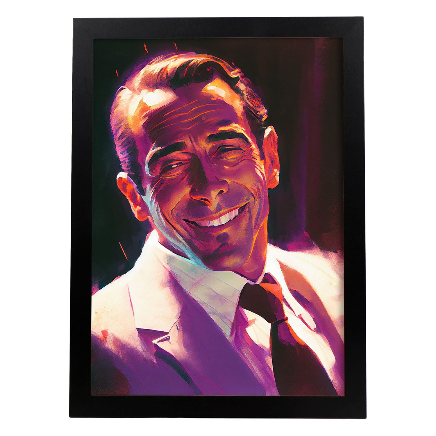 Nacnic Humphrey Bogart sonriendo estilo dinámico de estilo Pixar d. Estampados de arte de pared estético para el diseño de dormitorio o sala de estar.-Artwork-Nacnic-A4-Sin marco-Nacnic Estudio SL