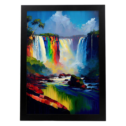 Nacnic Iguazu Falls Misiones Provincia Argentina Paintin. Estampados de arte de pared estético para el diseño de dormitorio o sala de estar.-Artwork-Nacnic-A4-Sin marco-Nacnic Estudio SL
