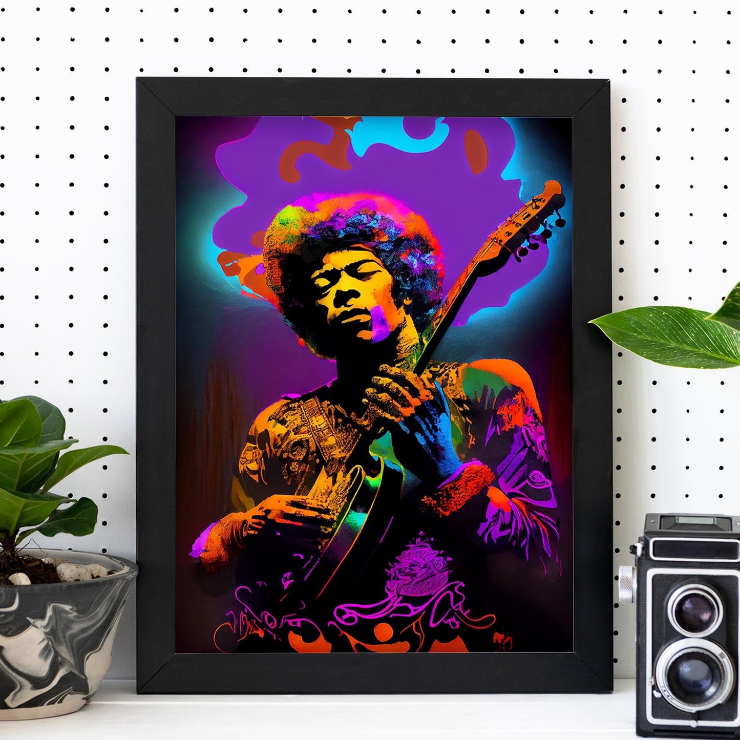 Nacnic Jimi Hendrix Live Show tocando música Pixar Style Dyn. Estampados de arte de pared estético para el diseño de dormitorio o sala de estar.-Artwork-Nacnic-Nacnic Estudio SL