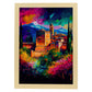 Nacnic La Alhambra Granada España España Pintura al óleo Stroke. Estampados de arte de pared estético para el diseño de dormitorio o sala de estar.-Artwork-Nacnic-A4-Marco Madera clara-Nacnic Estudio SL