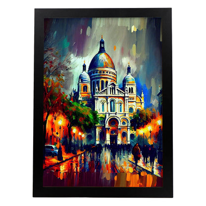 Nacnic La Basílica del Sagrado Corazón de Montmartre París. Estampados de arte de pared estético para el diseño de dormitorio o sala de estar.-Artwork-Nacnic-A4-Sin marco-Nacnic Estudio SL