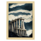 Nacnic Lámina Acrópolis de Atenas Generoso al estilo de T. Burton. Ilustraciones de monumentos, ciudades, paises inspiradas en arte gótico y oscuro. Diseño y Decoración de Interiores.-Artwork-Nacnic-A4-Marco Madera clara-Nacnic Estudio SL