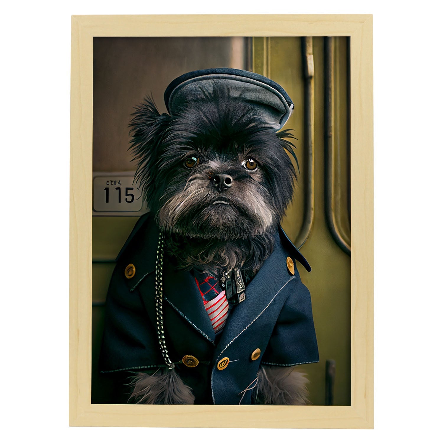 Nacnic Lámina Affenpinscher Encantador en estilo Fotografía a todo color. Divertidas ilustraciones realistas de animales con ropa humana. Diseño y Decoración de Interiores.-Artwork-Nacnic-A4-Marco Madera clara-Nacnic Estudio SL