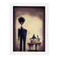 Nacnic Lámina Agente inmobiliario Creativo al estilo de T. Burton. Ilustraciones de profesiones y oficios inspiradas en arte gótico y oscuro. Diseño y Decoración de Interiores.-Artwork-Nacnic-A4-Marco Blanco-Nacnic Estudio SL