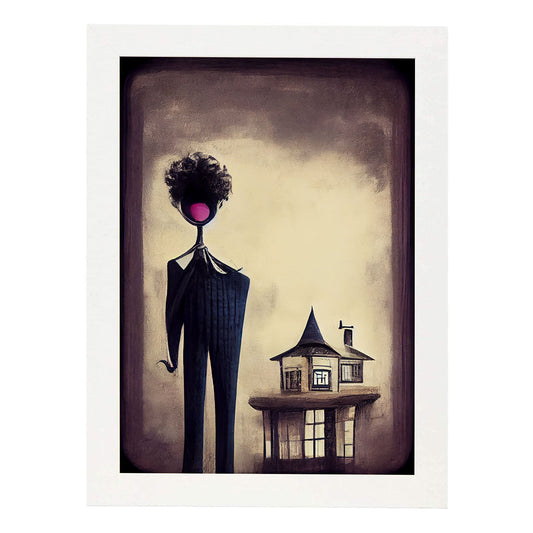 Nacnic Lámina Agente inmobiliario Creativo al estilo de T. Burton. Ilustraciones de profesiones y oficios inspiradas en arte gótico y oscuro. Diseño y Decoración de Interiores.-Artwork-Nacnic-A4-Marco Blanco-Nacnic Estudio SL