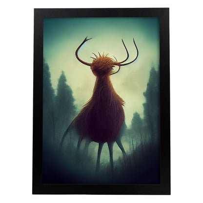 Nacnic Lámina Alce Creativo estilo T. Burton. Ilustraciones y pósters de animales inspirados en el arte gótico y oscuro de Burton. Diseño y Decoración de Interiores.-Artwork-Nacnic-A4-Sin marco-Nacnic Estudio SL