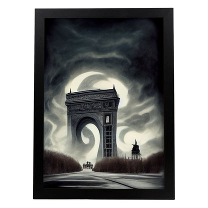 Nacnic Lámina Arco del triunfo Generoso al estilo de T. Burton. Ilustraciones de monumentos, ciudades, paises inspiradas en arte gótico y oscuro. Diseño y Decoración de Interiores.-Artwork-Nacnic-A4-Sin marco-Nacnic Estudio SL