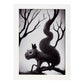 Nacnic Lámina Ardilla Dependiente estilo T. Burton. Ilustraciones y pósters de animales inspirados en el arte gótico y oscuro de Burton. Diseño y Decoración de Interiores.-Artwork-Nacnic-A4-Marco Blanco-Nacnic Estudio SL