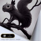 Nacnic Lámina Ardilla Dependiente estilo T. Burton. Ilustraciones y pósters de animales inspirados en el arte gótico y oscuro de Burton. Diseño y Decoración de Interiores.-Artwork-Nacnic-Nacnic Estudio SL