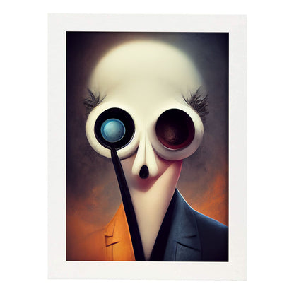 Nacnic Lámina Asesor Tolerante al estilo de T. Burton. Ilustraciones de profesiones y oficios inspiradas en arte gótico y oscuro. Diseño y Decoración de Interiores.-Artwork-Nacnic-A4-Marco Blanco-Nacnic Estudio SL