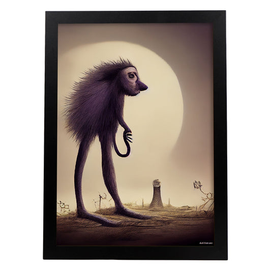 Nacnic Lámina Babuino Gigante Energético estilo T. Burton. Ilustraciones y pósters de animales inspirados en el arte gótico y oscuro de Burton. Diseño y Decoración de Interiores.-Artwork-Nacnic-A4-Sin marco-Nacnic Estudio SL