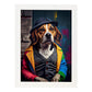 Nacnic Lámina Beagle Dinámico en estilo Fotografía a todo color. Divertidas ilustraciones realistas de animales con ropa humana. Diseño y Decoración de Interiores.-Artwork-Nacnic-A4-Marco Blanco-Nacnic Estudio SL