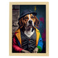 Nacnic Lámina Beagle Dinámico en estilo Fotografía a todo color. Divertidas ilustraciones realistas de animales con ropa humana. Diseño y Decoración de Interiores.-Artwork-Nacnic-A4-Marco Madera clara-Nacnic Estudio SL