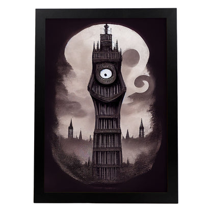 Nacnic Lámina Big Ben Empático al estilo de T. Burton. Ilustraciones de monumentos, ciudades, paises inspiradas en arte gótico y oscuro. Diseño y Decoración de Interiores.-Artwork-Nacnic-A4-Sin marco-Nacnic Estudio SL