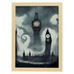 Nacnic Lámina Big Ben Inglaterra al estilo de T. Burton. Ilustraciones de monumentos, ciudades, paises inspiradas en arte gótico y oscuro. Diseño y Decoración de Interiores.-Artwork-Nacnic-A4-Marco Madera clara-Nacnic Estudio SL