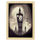 Nacnic Lámina Big Ben Paciente al estilo de T. Burton. Ilustraciones de monumentos, ciudades, paises inspiradas en arte gótico y oscuro. Diseño y Decoración de Interiores.-Artwork-Nacnic-A4-Marco Madera clara-Nacnic Estudio SL