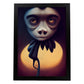 Nacnic Lámina Bonobo Dinámico estilo T. Burton. Ilustraciones y pósters de animales inspirados en el arte gótico y oscuro de Burton. Diseño y Decoración de Interiores.-Artwork-Nacnic-A4-Sin marco-Nacnic Estudio SL
