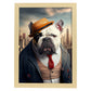Nacnic Lámina Bulldog inglés Cariñoso en estilo Fotografía a todo color. Divertidas ilustraciones realistas de animales con ropa humana. Diseño y Decoración de Interiores.-Artwork-Nacnic-A4-Marco Madera clara-Nacnic Estudio SL