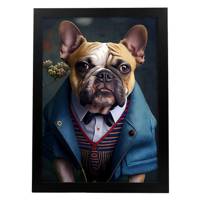 Nacnic Lámina Bulldog victoriano Tolerante en estilo Fotografía a todo color. Divertidas ilustraciones realistas de animales con ropa humana. Diseño y Decoración de Interiores.-Artwork-Nacnic-A4-Sin marco-Nacnic Estudio SL