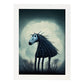 Nacnic Lámina Caballo Amistoso estilo T. Burton. Ilustraciones y pósters de animales inspirados en el arte gótico y oscuro de Burton. Diseño y Decoración de Interiores.-Artwork-Nacnic-A4-Marco Blanco-Nacnic Estudio SL