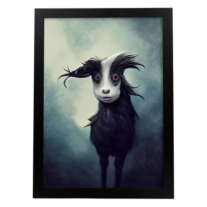 Nacnic Lámina Cabra Energético estilo T. Burton. Ilustraciones y pósters de animales inspirados en el arte gótico y oscuro de Burton. Diseño y Decoración de Interiores.-Artwork-Nacnic-A4-Sin marco-Nacnic Estudio SL