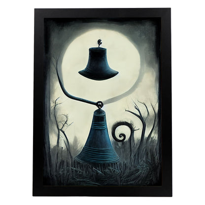 Nacnic Lámina Campana Paciente al estilo de T. Burton. Ilustraciones de escenas y lugares inspiradas en arte gótico y oscuro. Diseño y Decoración de Interiores.-Artwork-Nacnic-A4-Sin marco-Nacnic Estudio SL