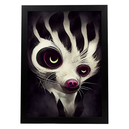 Nacnic Lámina Cara Civeta Responsable estilo T. Burton. Ilustraciones y pósters de animales inspirados en el arte gótico y oscuro de Burton. Diseño y Decoración de Interiores.-Artwork-Nacnic-A4-Sin marco-Nacnic Estudio SL