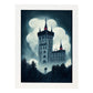 Nacnic Lámina Castillo Neuschwanstein Imaginativo al estilo de T. Burton. Ilustraciones de monumentos, ciudades, paises inspiradas en arte gótico y oscuro. Diseño y Decoración de Interiores.-Artwork-Nacnic-A4-Marco Blanco-Nacnic Estudio SL