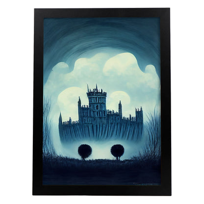 Nacnic Lámina Castillo Windsor Humilde al estilo de T. Burton. Ilustraciones de monumentos, ciudades, paises inspiradas en arte gótico y oscuro. Diseño y Decoración de Interiores.-Artwork-Nacnic-A4-Sin marco-Nacnic Estudio SL