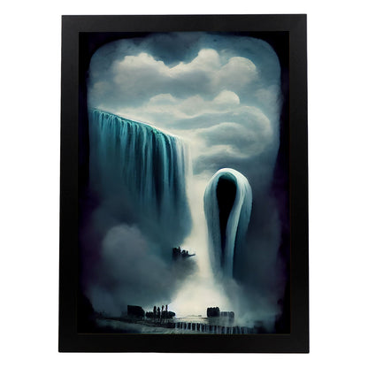 Nacnic Lámina Cataratas Niagara Curioso al estilo de T. Burton. Ilustraciones de monumentos, ciudades, paises inspiradas en arte gótico y oscuro. Diseño y Decoración de Interiores.-Artwork-Nacnic-A4-Sin marco-Nacnic Estudio SL