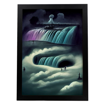 Nacnic Lámina Cataratas Niagara Imaginativo al estilo de T. Burton. Ilustraciones de monumentos, ciudades, paises inspiradas en arte gótico y oscuro. Diseño y Decoración de Interiores.-Artwork-Nacnic-A4-Sin marco-Nacnic Estudio SL