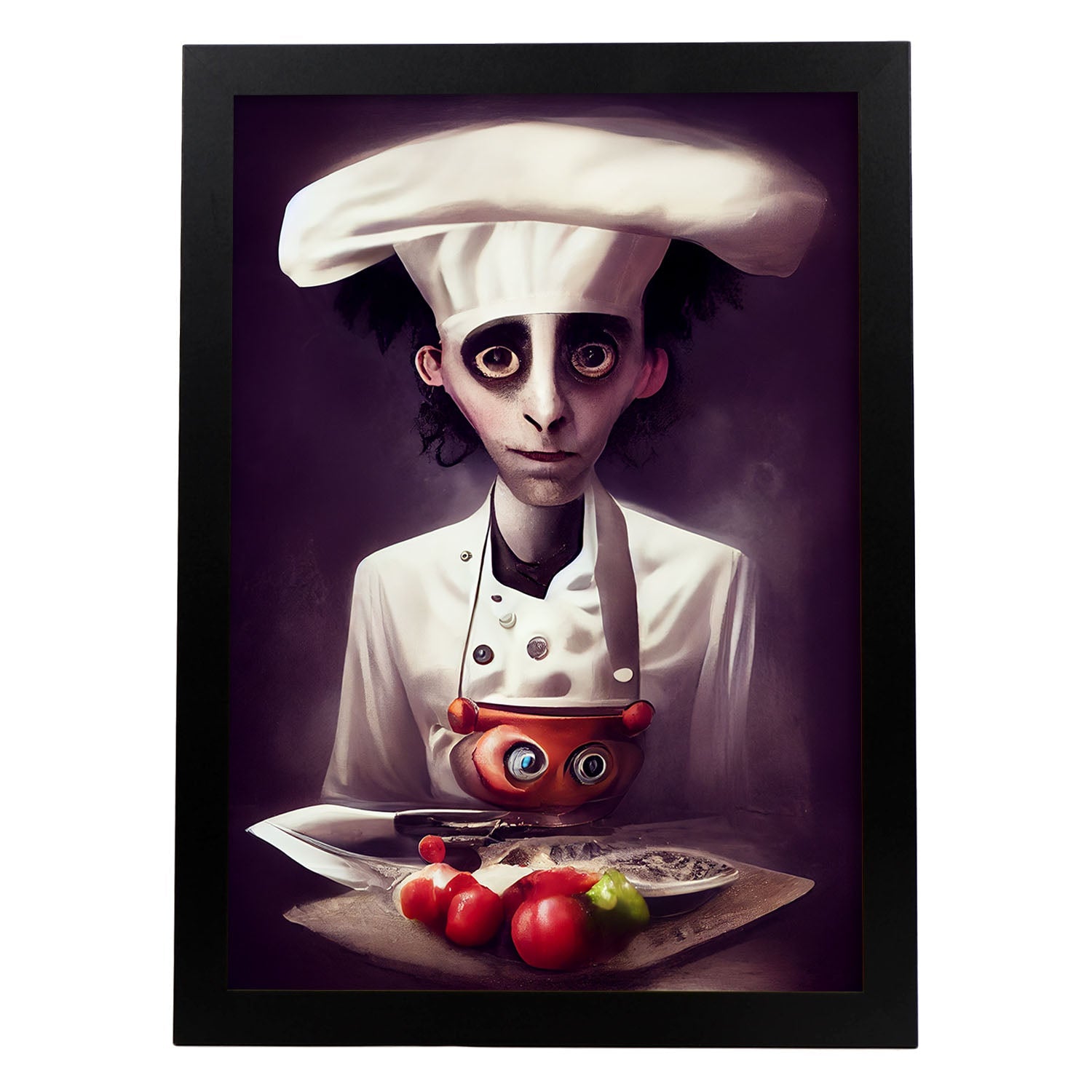 Nacnic Lámina Chef Compasivo al estilo de T. Burton. Ilustraciones de profesiones y oficios inspiradas en arte gótico y oscuro. Diseño y Decoración de Interiores.-Artwork-Nacnic-A4-Sin marco-Nacnic Estudio SL