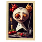 Nacnic Lámina Chef Leal al estilo de T. Burton. Ilustraciones de profesiones y oficios inspiradas en arte gótico y oscuro. Diseño y Decoración de Interiores.-Artwork-Nacnic-A4-Marco Madera clara-Nacnic Estudio SL