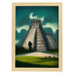 Nacnic Lámina Chichen Itza 1 Amistoso al estilo de T. Burton. Ilustraciones de monumentos, ciudades, paises inspiradas en arte gótico y oscuro. Diseño y Decoración de Interiores.-Artwork-Nacnic-A4-Marco Madera clara-Nacnic Estudio SL