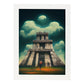 Nacnic Lámina Chichen Itza Creativo al estilo de T. Burton. Ilustraciones de monumentos, ciudades, paises inspiradas en arte gótico y oscuro. Diseño y Decoración de Interiores.-Artwork-Nacnic-A4-Marco Blanco-Nacnic Estudio SL
