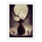 Nacnic Lámina Ciervo Responsable estilo T. Burton. Ilustraciones y pósters de animales inspirados en el arte gótico y oscuro de Burton. Diseño y Decoración de Interiores.-Artwork-Nacnic-A4-Marco Blanco-Nacnic Estudio SL