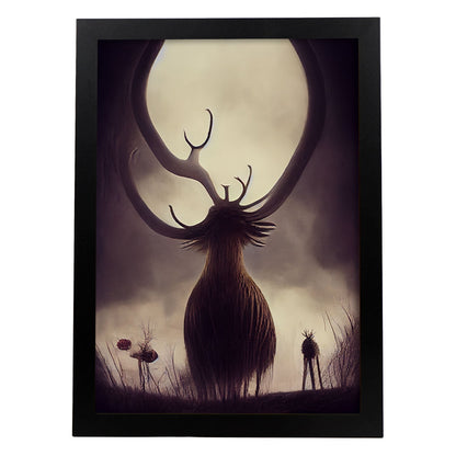 Nacnic Lámina Ciervo Responsable estilo T. Burton. Ilustraciones y pósters de animales inspirados en el arte gótico y oscuro de Burton. Diseño y Decoración de Interiores.-Artwork-Nacnic-A4-Sin marco-Nacnic Estudio SL