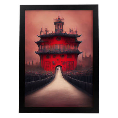 Nacnic Lámina Ciudad Prohibida Amable al estilo de T. Burton. Ilustraciones de monumentos, ciudades, paises inspiradas en arte gótico y oscuro. Diseño y Decoración de Interiores.-Artwork-Nacnic-A4-Sin marco-Nacnic Estudio SL