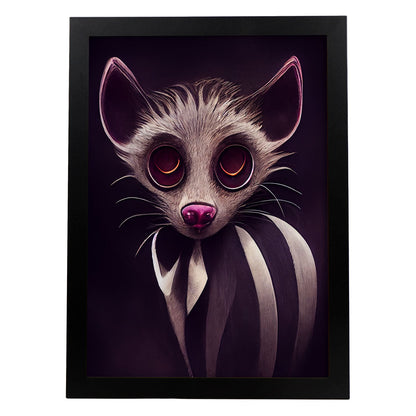 Nacnic Lámina Civeta Imaginativo estilo T. Burton. Ilustraciones y pósters de animales inspirados en el arte gótico y oscuro de Burton. Diseño y Decoración de Interiores.-Artwork-Nacnic-A4-Sin marco-Nacnic Estudio SL