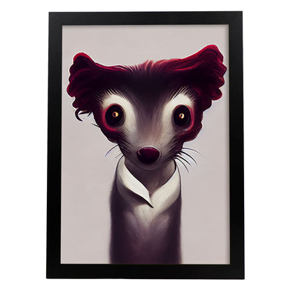 Nacnic Lámina Comadreja Tolerante estilo T. Burton. Ilustraciones y pósters de animales inspirados en el arte gótico y oscuro de Burton. Diseño y Decoración de Interiores.-Artwork-Nacnic-A4-Sin marco-Nacnic Estudio SL