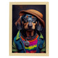 Nacnic Lámina Dachshund Compasivo en estilo Fotografía a todo color. Divertidas ilustraciones realistas de animales con ropa humana. Diseño y Decoración de Interiores.-Artwork-Nacnic-A4-Marco Madera clara-Nacnic Estudio SL