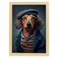 Nacnic Lámina Dachshund Curioso en estilo Fotografía a todo color. Divertidas ilustraciones realistas de animales con ropa humana. Diseño y Decoración de Interiores.-Artwork-Nacnic-A4-Marco Madera clara-Nacnic Estudio SL