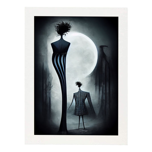 Nacnic Lámina Diseñador Generoso al estilo de T. Burton. Ilustraciones de profesiones y oficios inspiradas en arte gótico y oscuro. Diseño y Decoración de Interiores.-Artwork-Nacnic-A4-Marco Blanco-Nacnic Estudio SL