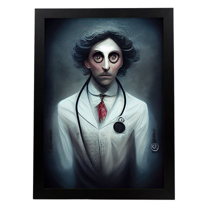 Nacnic Lámina Doctor Racional al estilo de T. Burton. Ilustraciones de profesiones y oficios inspiradas en arte gótico y oscuro. Diseño y Decoración de Interiores.-Artwork-Nacnic-A4-Sin marco-Nacnic Estudio SL