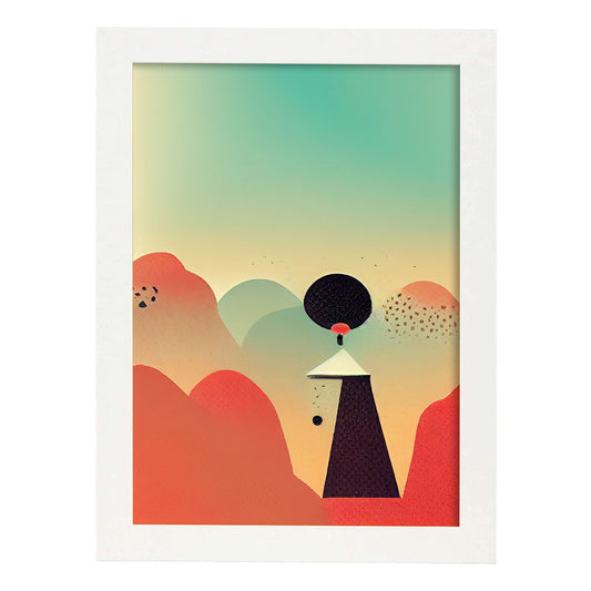 Nacnic Lámina en Estilo Abstracto Aire. Llamativas y modernas Ilustraciones artísticas a todo color para el Diseño y Decoración de Interiores.-Artwork-Nacnic-A4-Marco Blanco-Nacnic Estudio SL