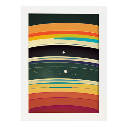 Nacnic Lámina en Estilo Abstracto Capas. Llamativas y modernas Ilustraciones artísticas a todo color para el Diseño y Decoración de Interiores.-Artwork-Nacnic-A4-Marco Blanco-Nacnic Estudio SL