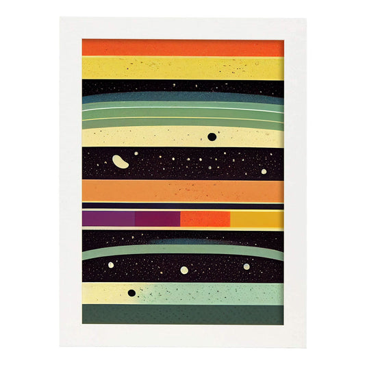 Nacnic Lámina en Estilo Abstracto colores Dimensión. Llamativas y modernas Ilustraciones artísticas a todo color para el Diseño y Decoración de Interiores.-Artwork-Nacnic-A4-Marco Blanco-Nacnic Estudio SL