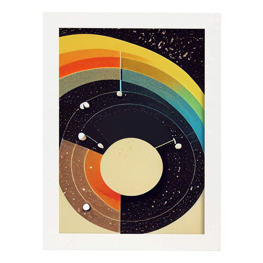 Nacnic Lámina en Estilo Abstracto colores Órbitas. Llamativas y modernas Ilustraciones artísticas a todo color para el Diseño y Decoración de Interiores.-Artwork-Nacnic-A4-Marco Blanco-Nacnic Estudio SL