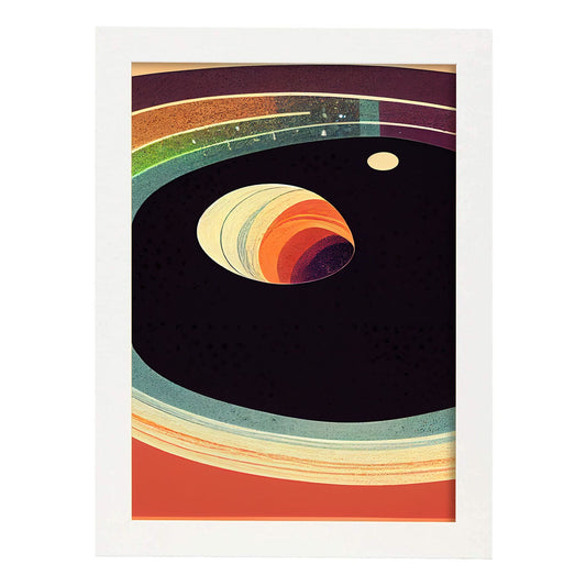 Nacnic Lámina en Estilo Abstracto Extrasolar. Llamativas y modernas Ilustraciones artísticas a todo color para el Diseño y Decoración de Interiores.-Artwork-Nacnic-A4-Marco Blanco-Nacnic Estudio SL