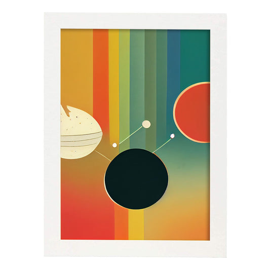 Nacnic Lámina en Estilo Abstracto futuro Constelación. Llamativas y modernas Ilustraciones artísticas a todo color para el Diseño y Decoración de Interiores.-Artwork-Nacnic-A4-Marco Blanco-Nacnic Estudio SL
